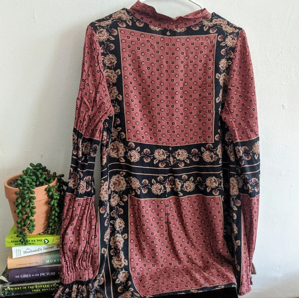Free People Boho Western Floral Tunic Top